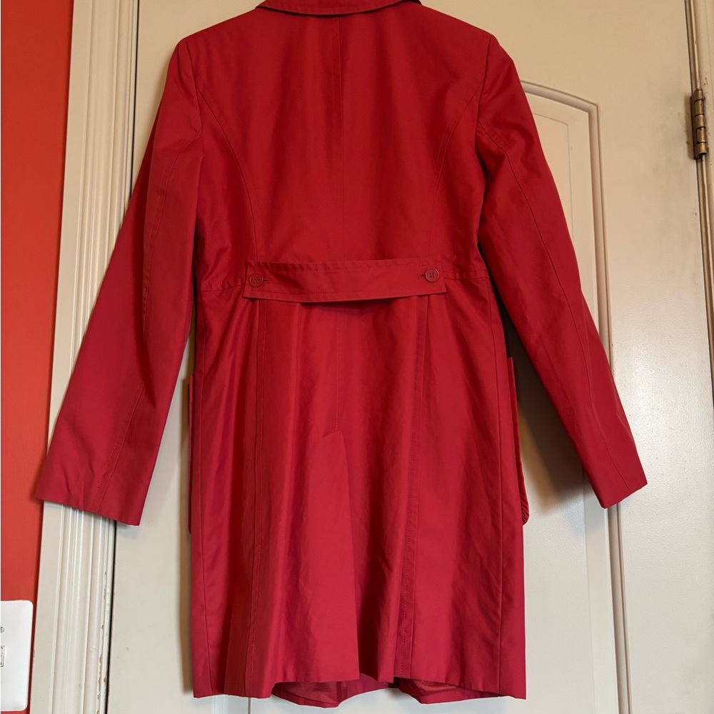 LOFT Crimson Red Single-Breasted Trench Coat - Picture 2 of 5